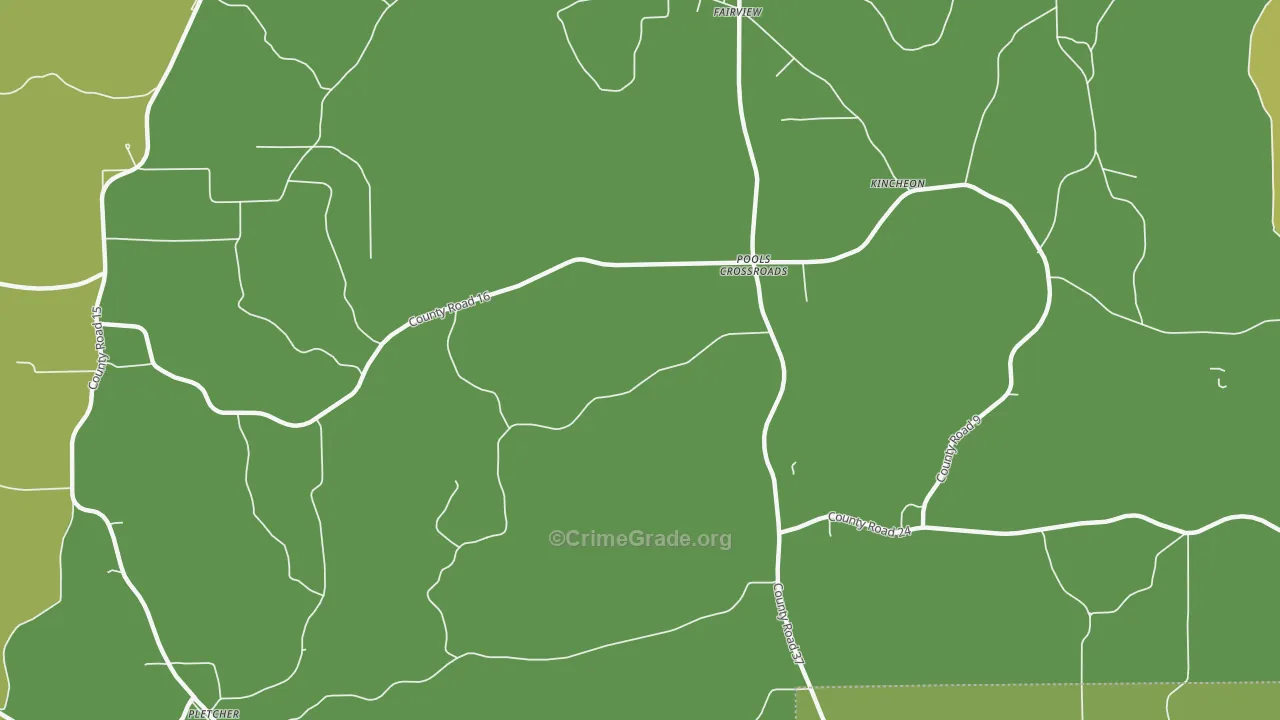 Pools Crossroads, AL Map of Theft Rates