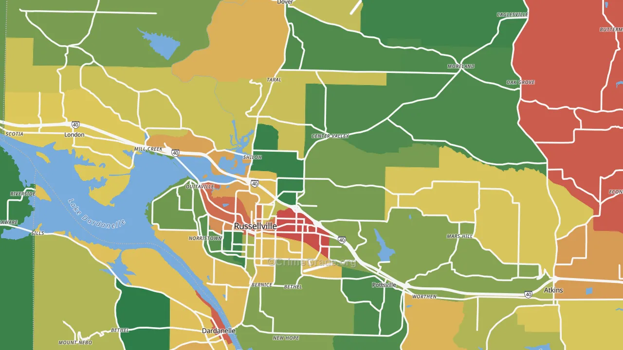 Pope County, AR Map of Theft Rates
