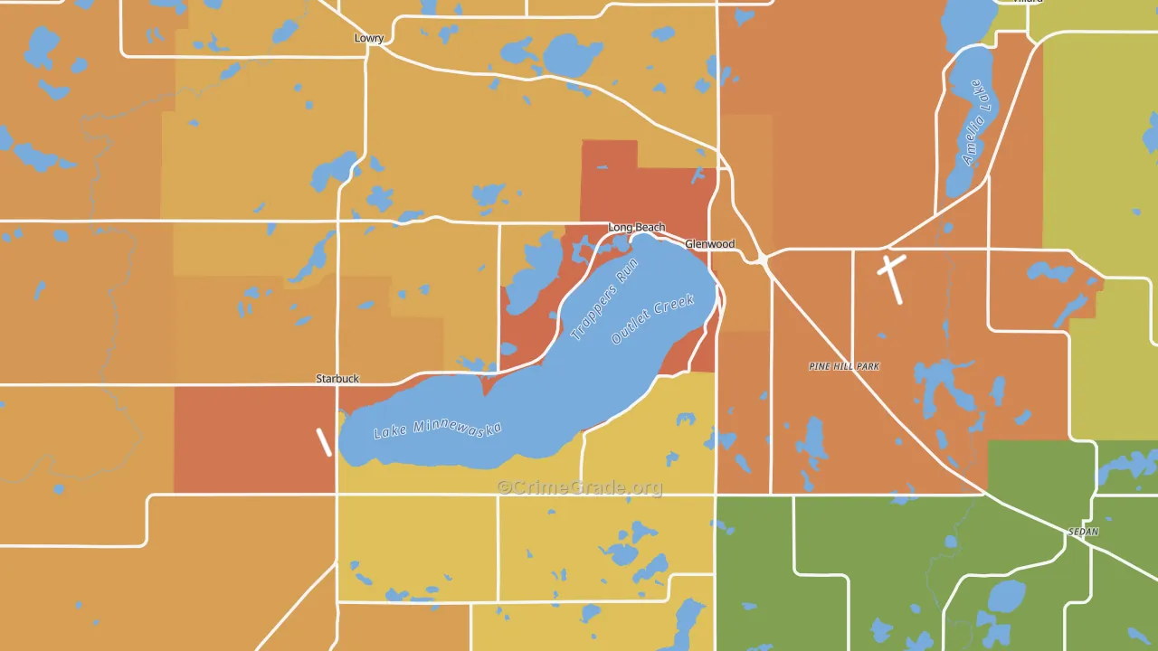 Pope County, MN Map of Theft Rates