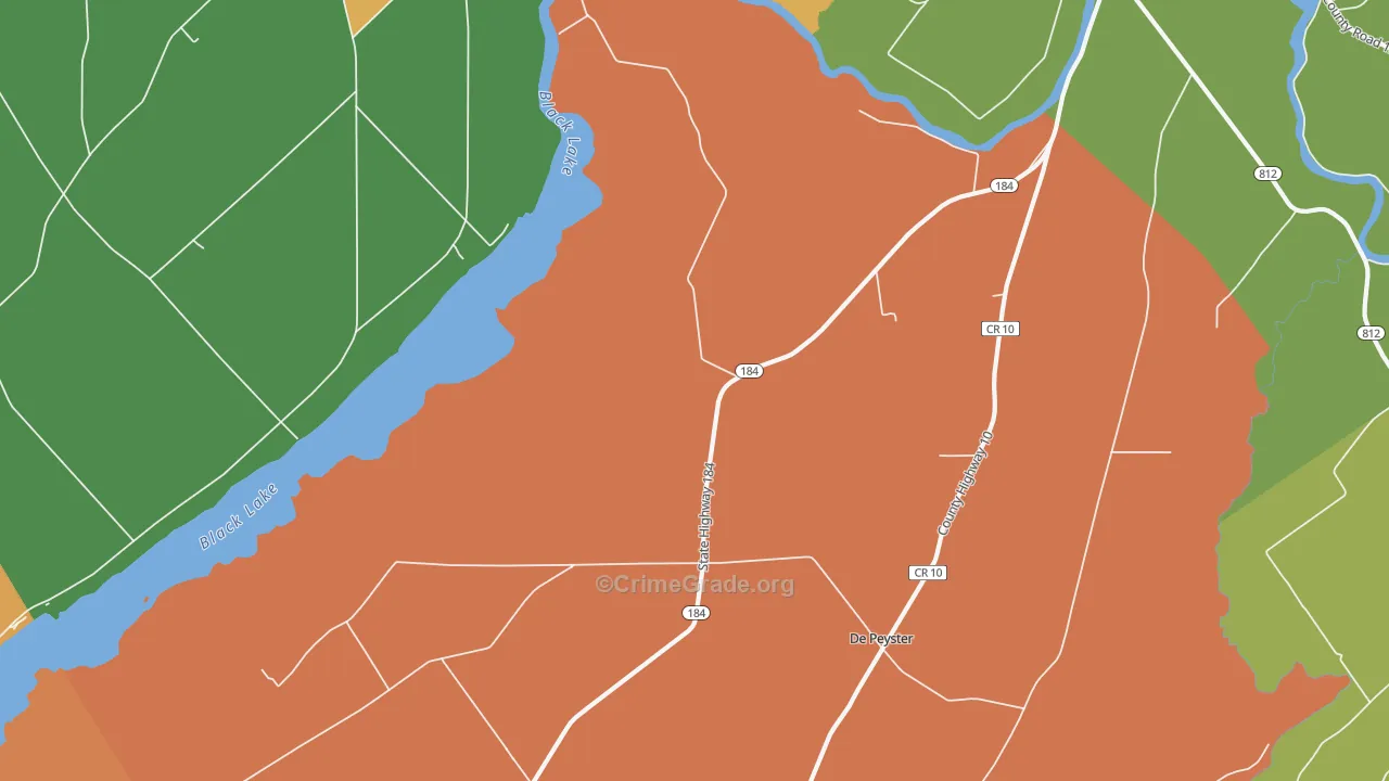 Pope Mills, NY Map of Theft Rates