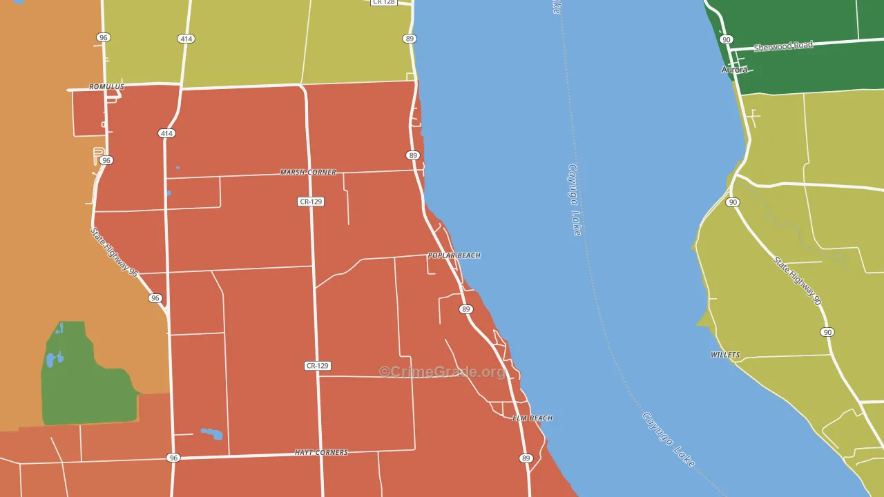 Poplar Beach, NY Map of Theft Rates