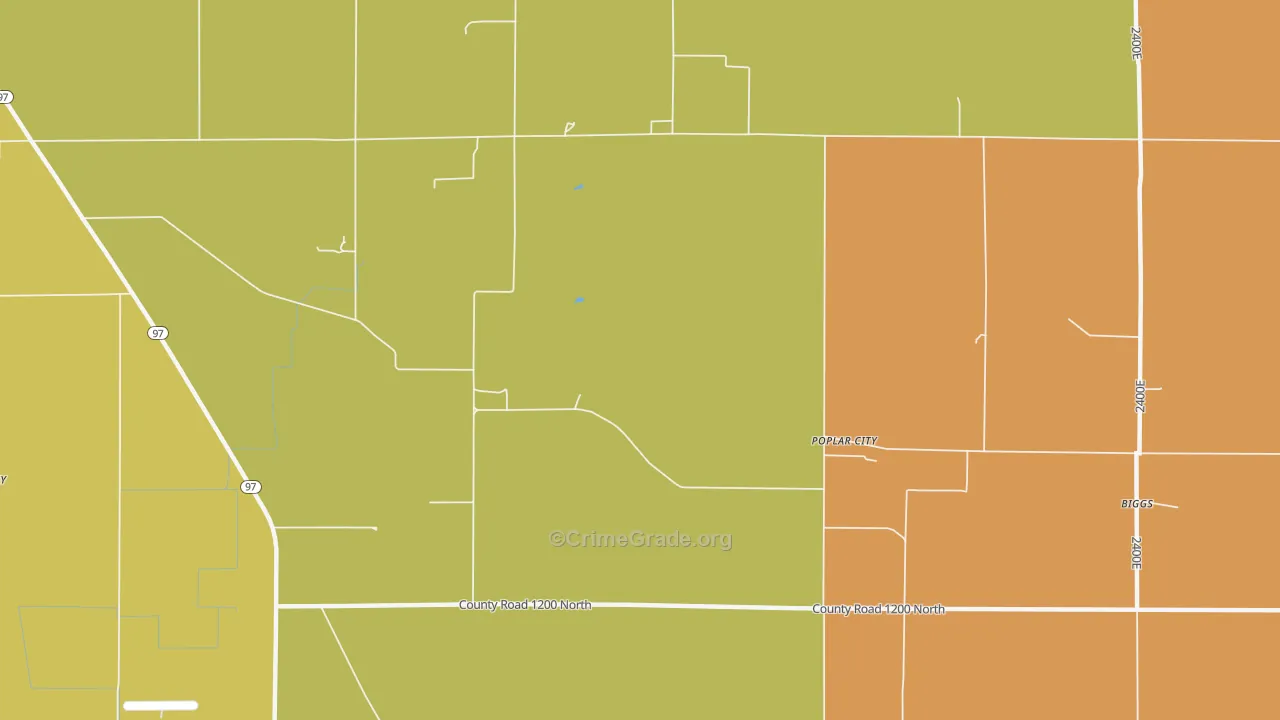 Poplar City, IL Map of Theft Rates
