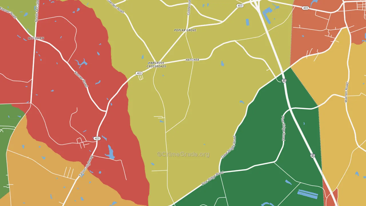 Poplar Grove, NC Map of Theft Rates