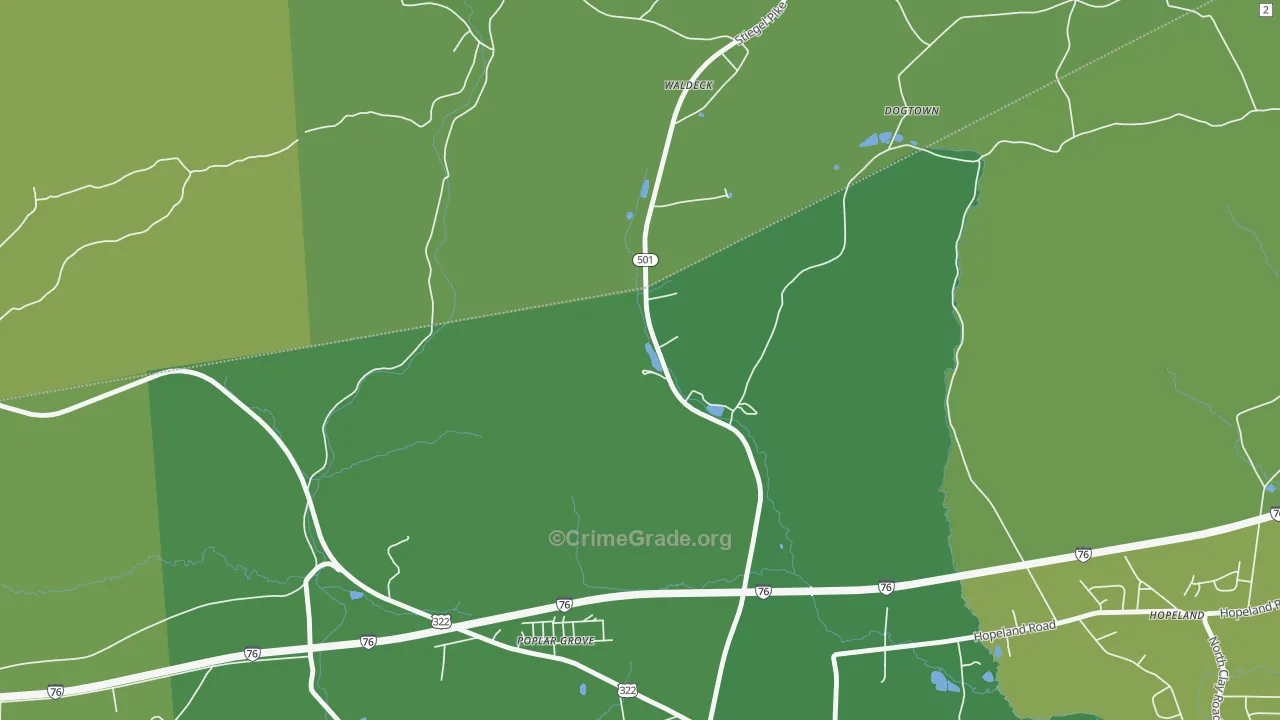 Poplar Grove, PA Map of Theft Rates