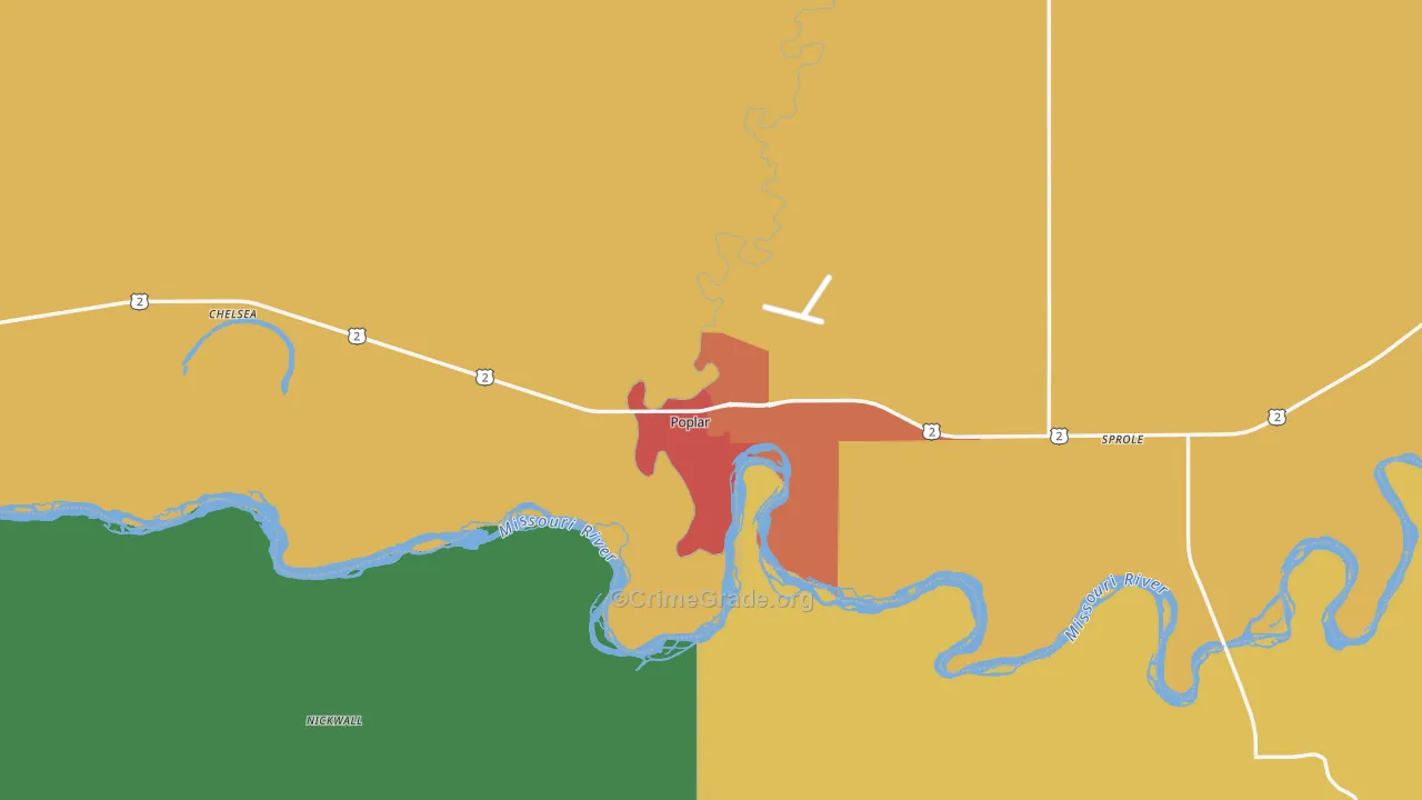 Poplar, MT Map of Theft Rates