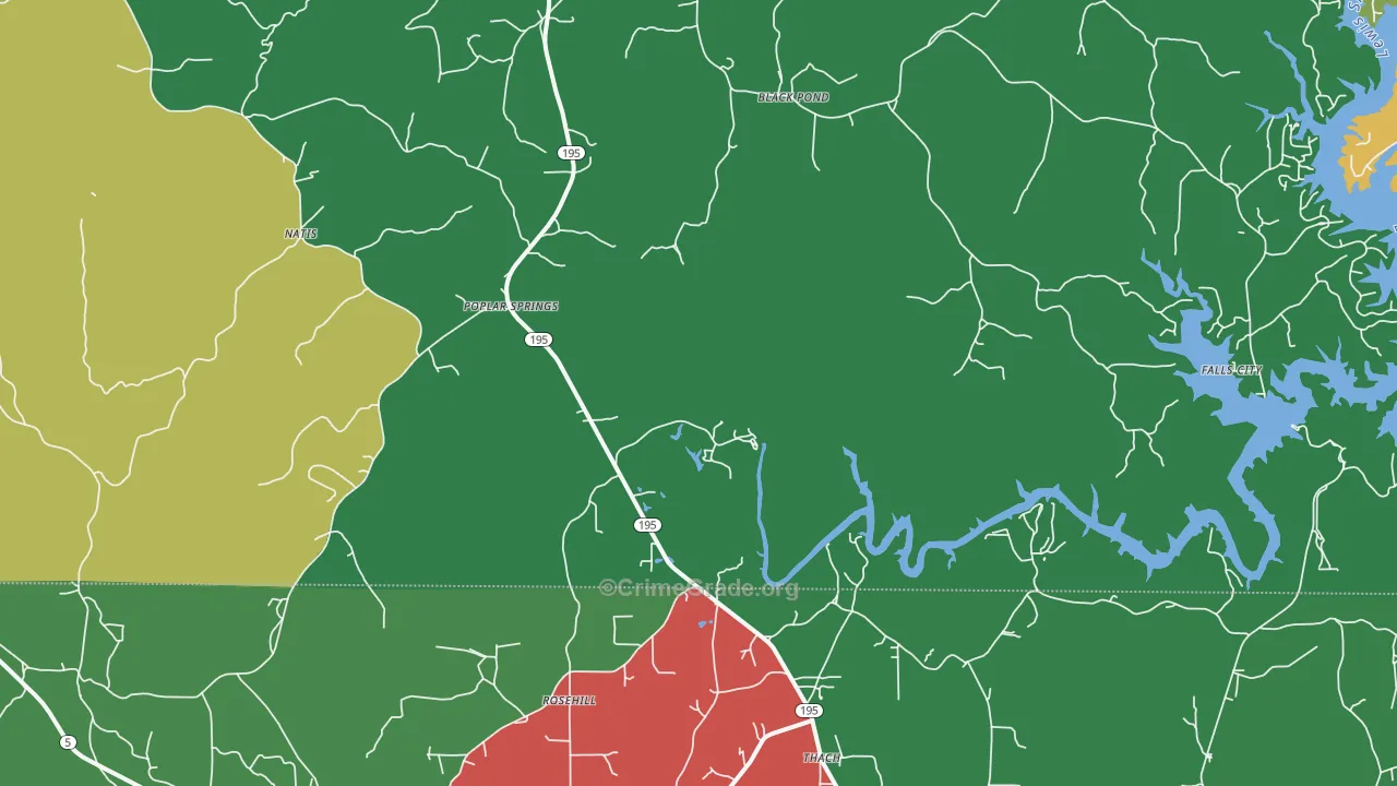 Poplar Springs, AL Map of Theft Rates