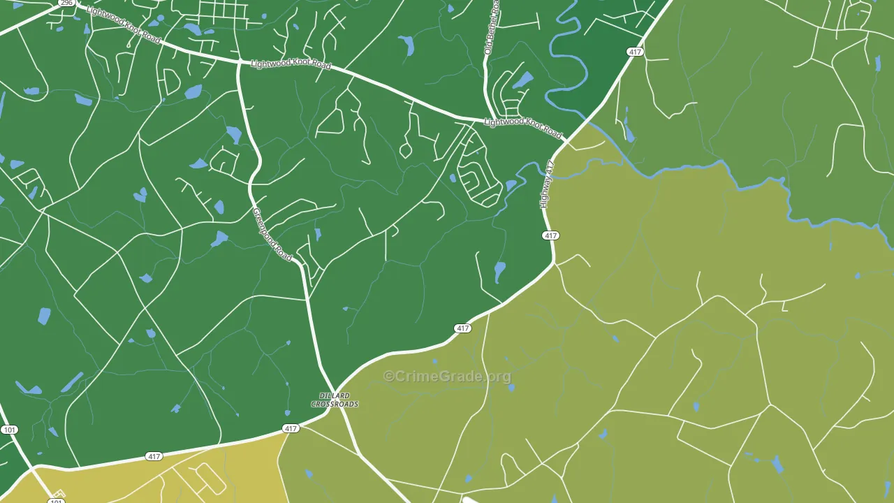 Poplar Springs, SC Map of Theft Rates
