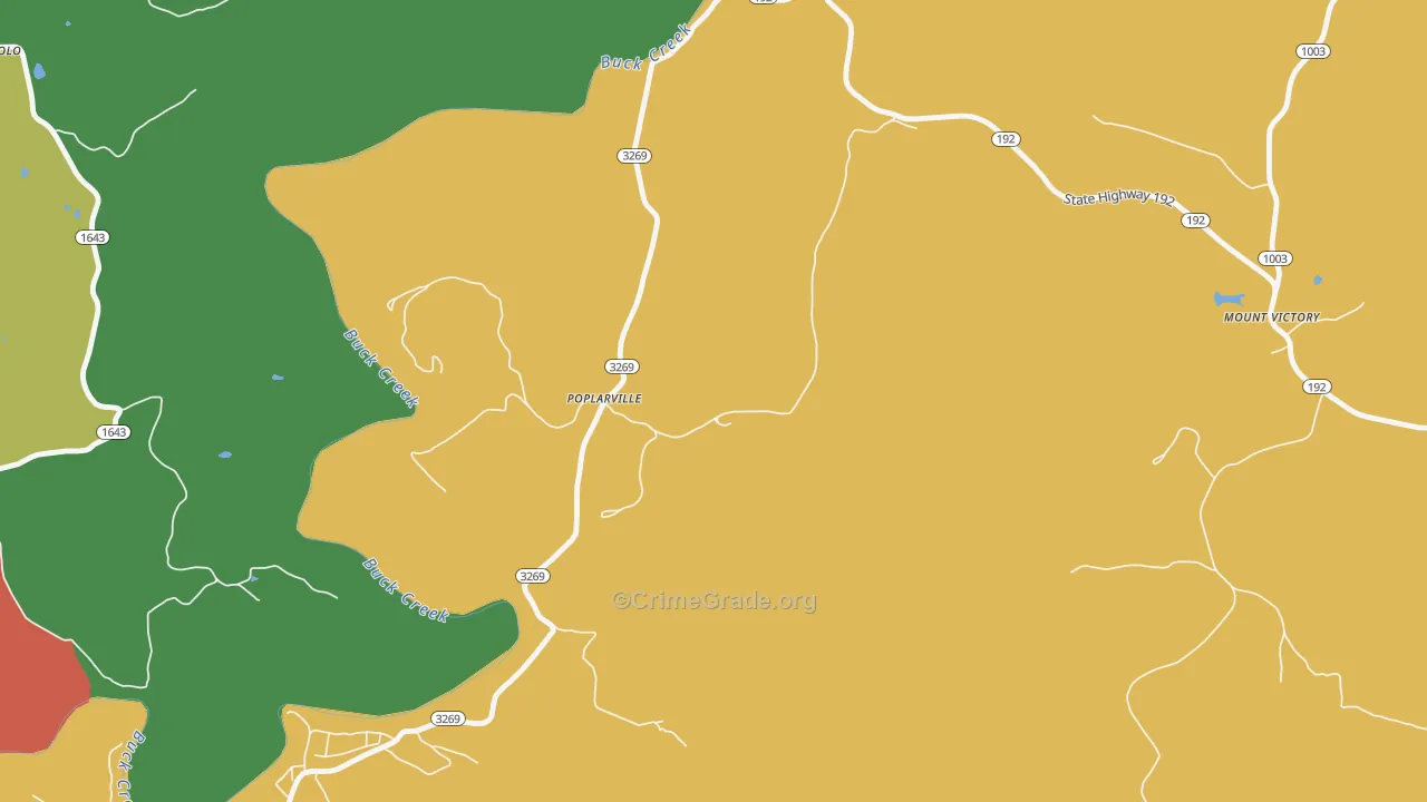Poplarville, KY Map of Theft Rates