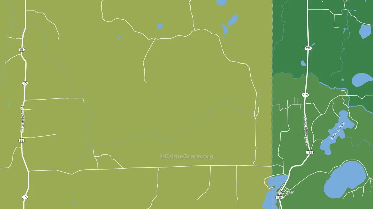 Popple River, WI Map of Theft Rates