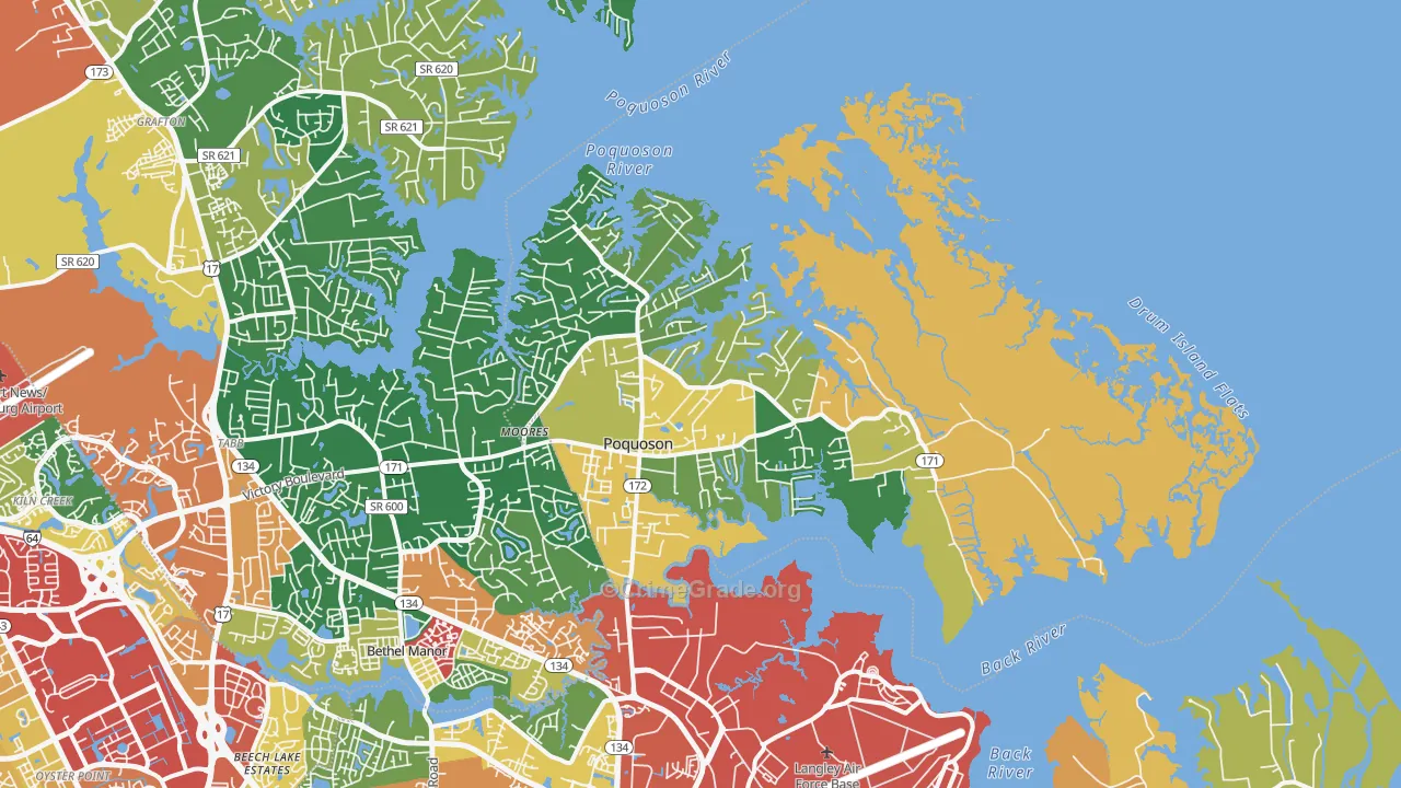 Poquoson, VA Map of Theft Rates