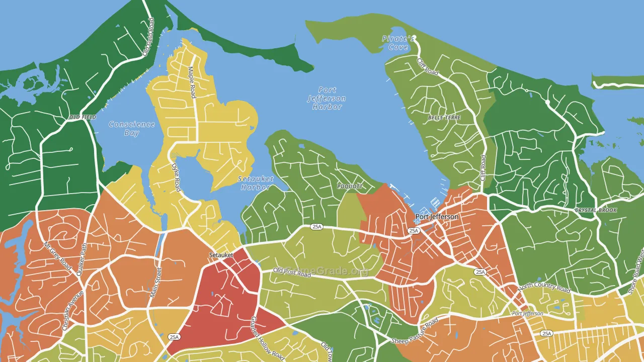 Poquott, NY Map of Theft Rates