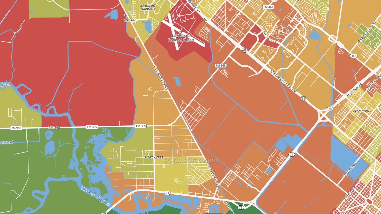 Port Acres, TX Map of Theft Rates