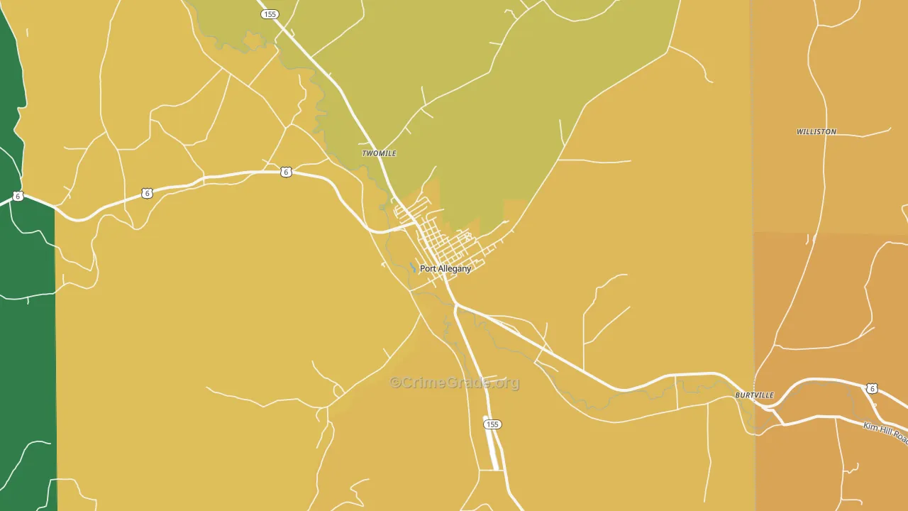 Port Allegany, PA Map of Theft Rates