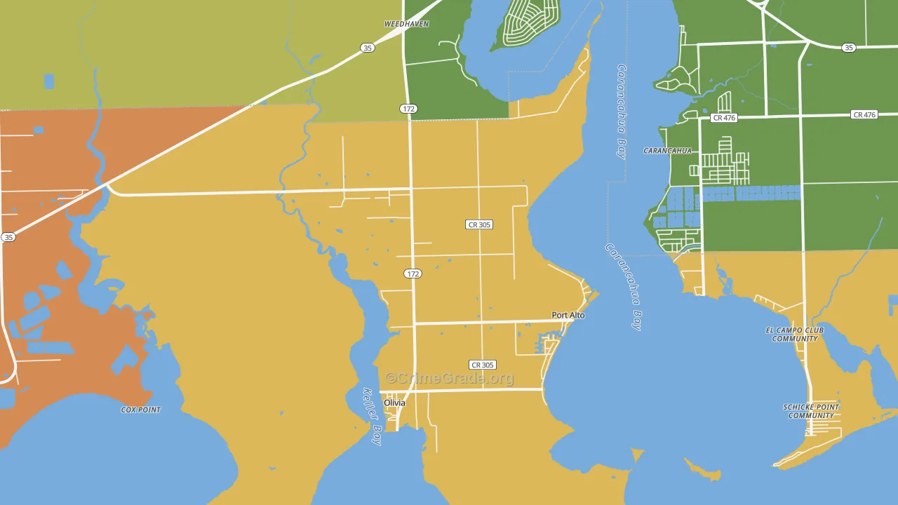 Port Alto, TX Map of Theft Rates