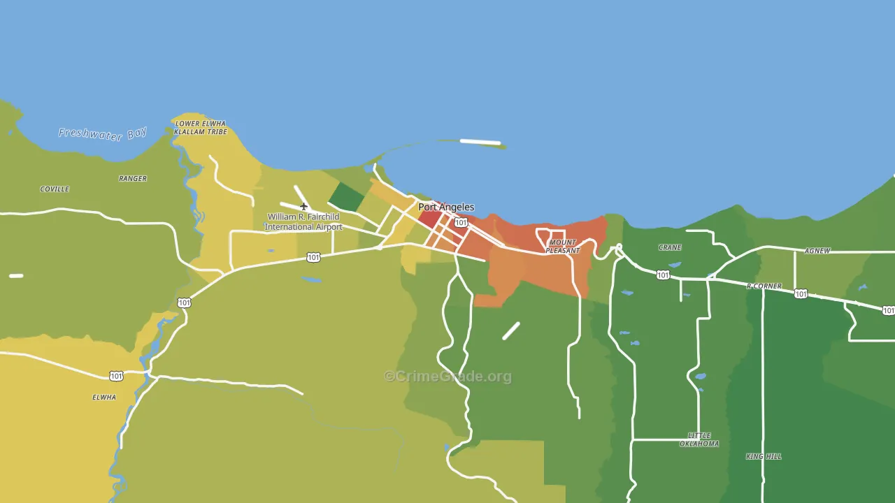 Port Angeles, WA Map of Theft Rates