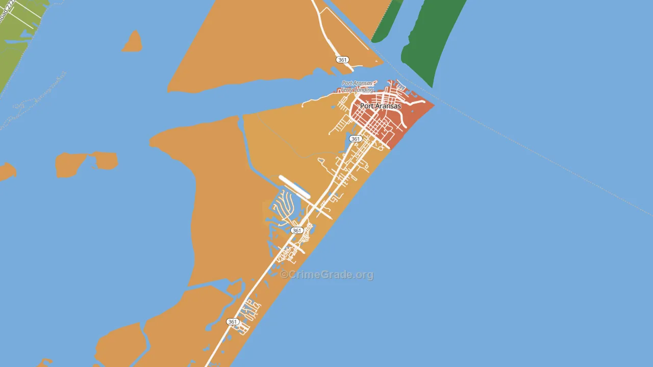 Port Aransas, TX Map of Theft Rates
