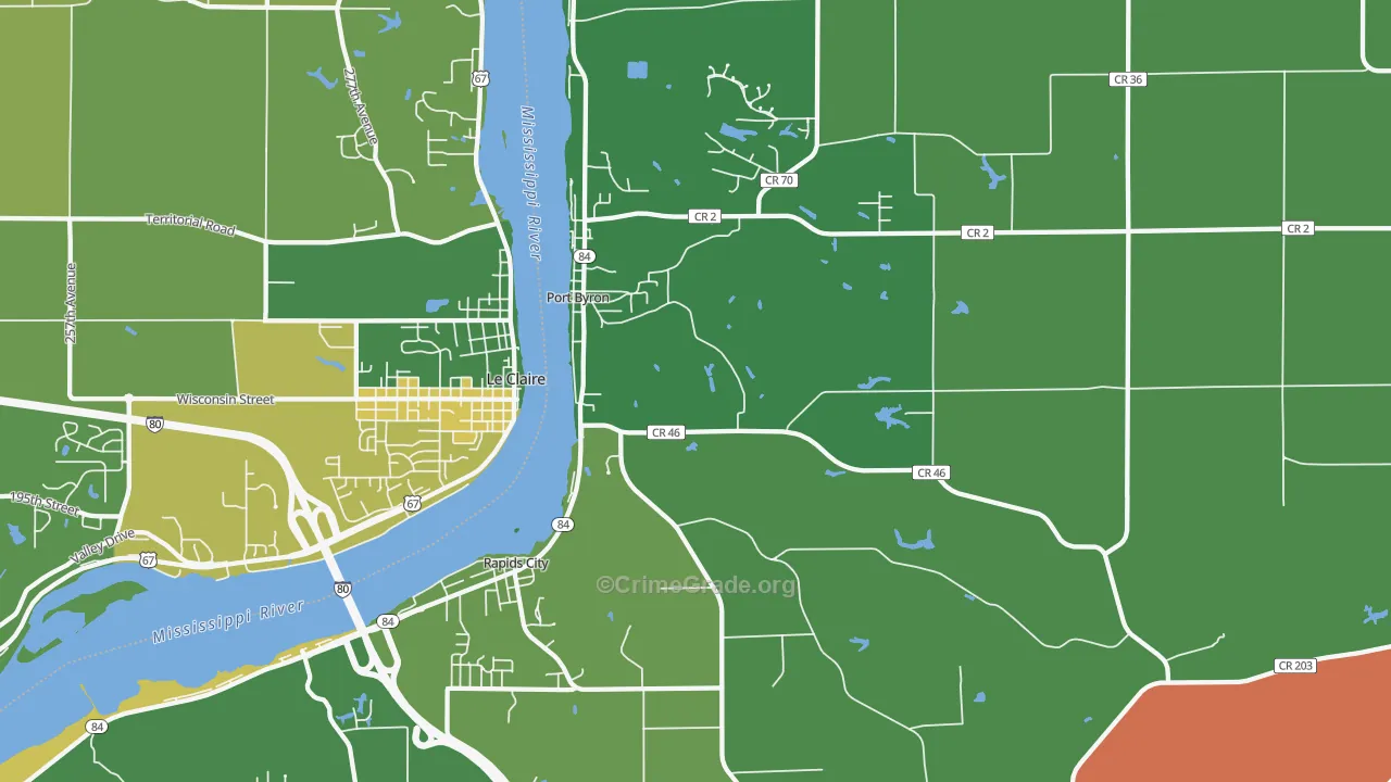 Port Byron, IL Map of Theft Rates