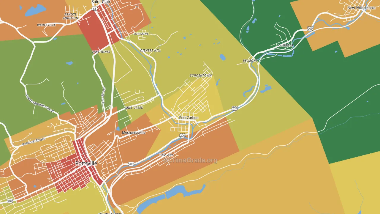 Port Carbon, PA Map of Theft Rates