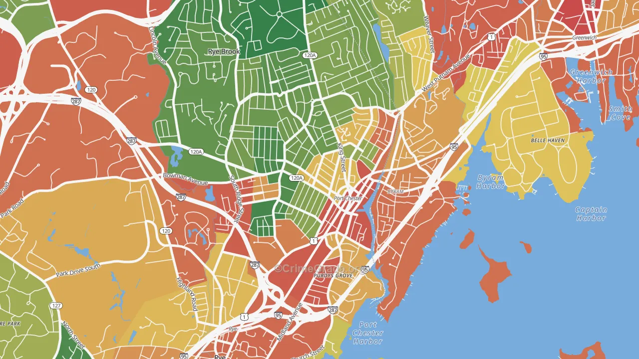 Port Chester, NY Map of Theft Rates