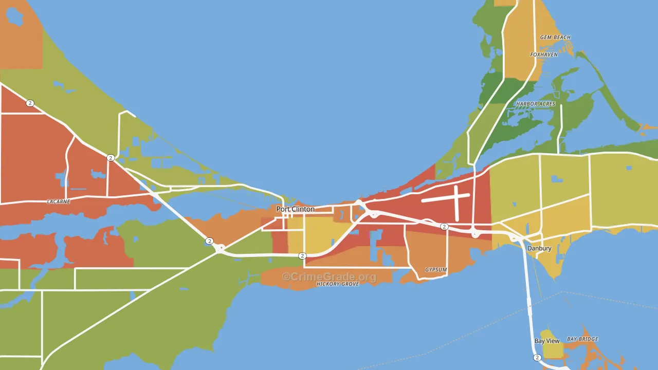 Port Clinton, OH Map of Theft Rates