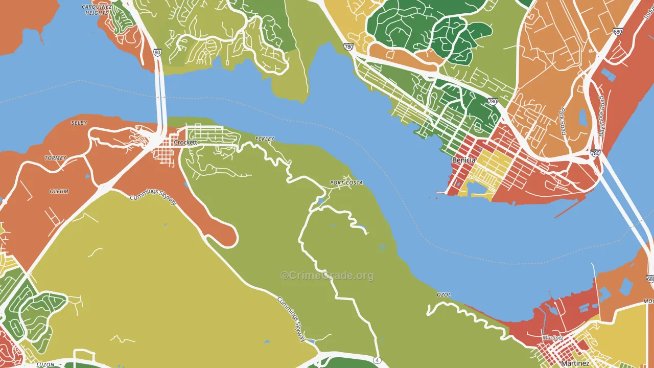 Port Costa, CA Map of Theft Rates