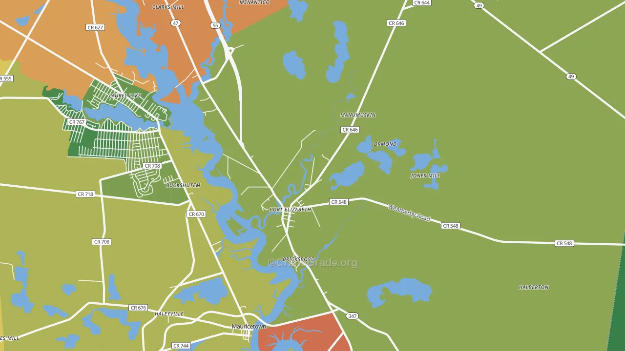 Port Elizabeth, NJ Map of Theft Rates