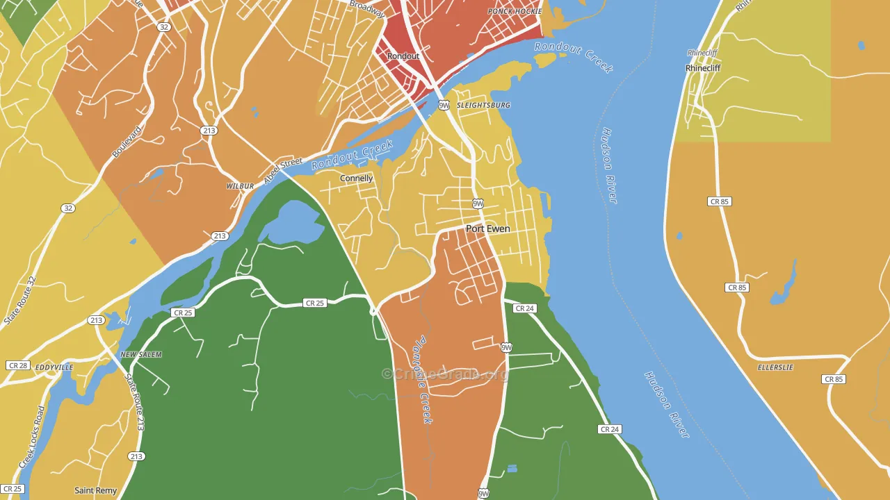 Port Ewen, NY Map of Theft Rates