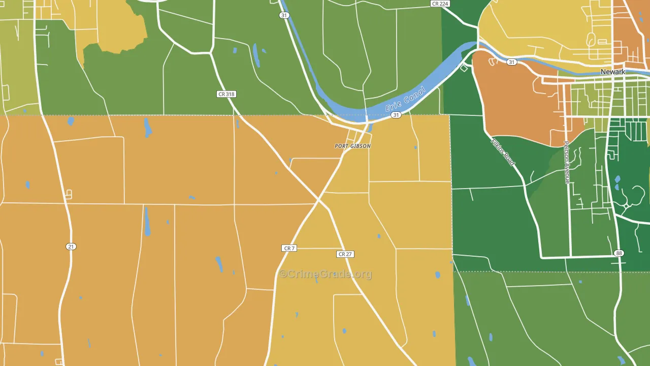 Port Gibson, NY Map of Theft Rates