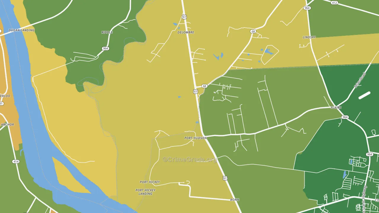 Port Hudson, LA Map of Theft Rates