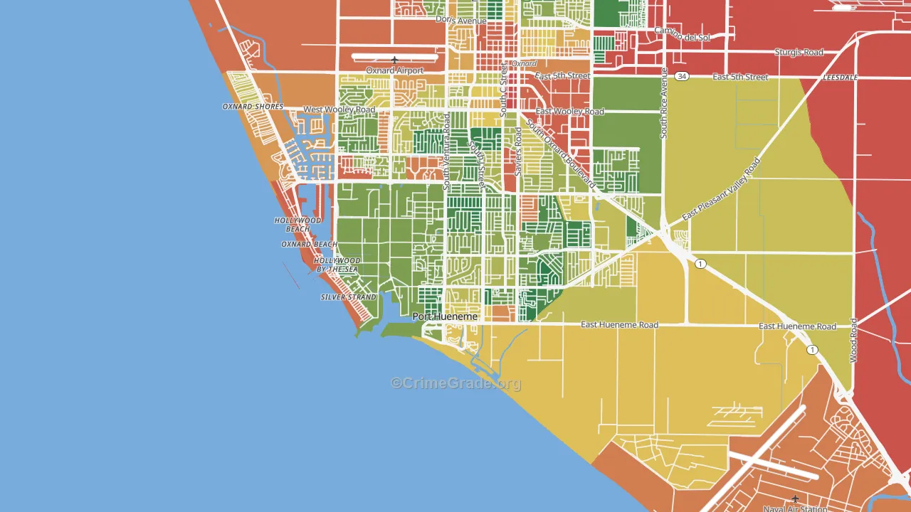 Port Hueneme, CA Map of Theft Rates