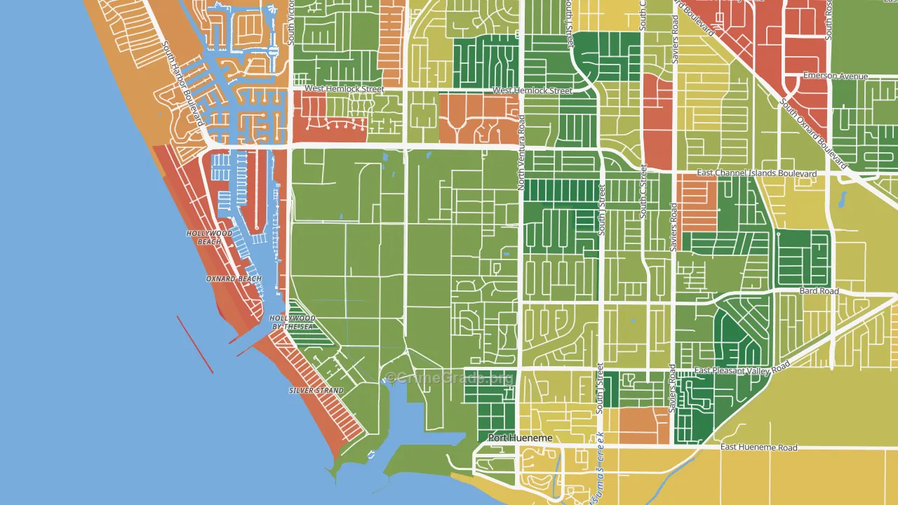 Port Hueneme Cbc Base, CA Map of Theft Rates
