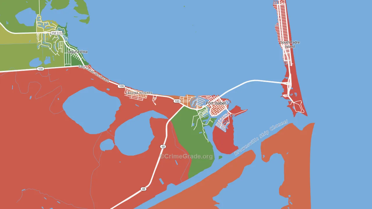 Port Isabel, TX Map of Theft Rates