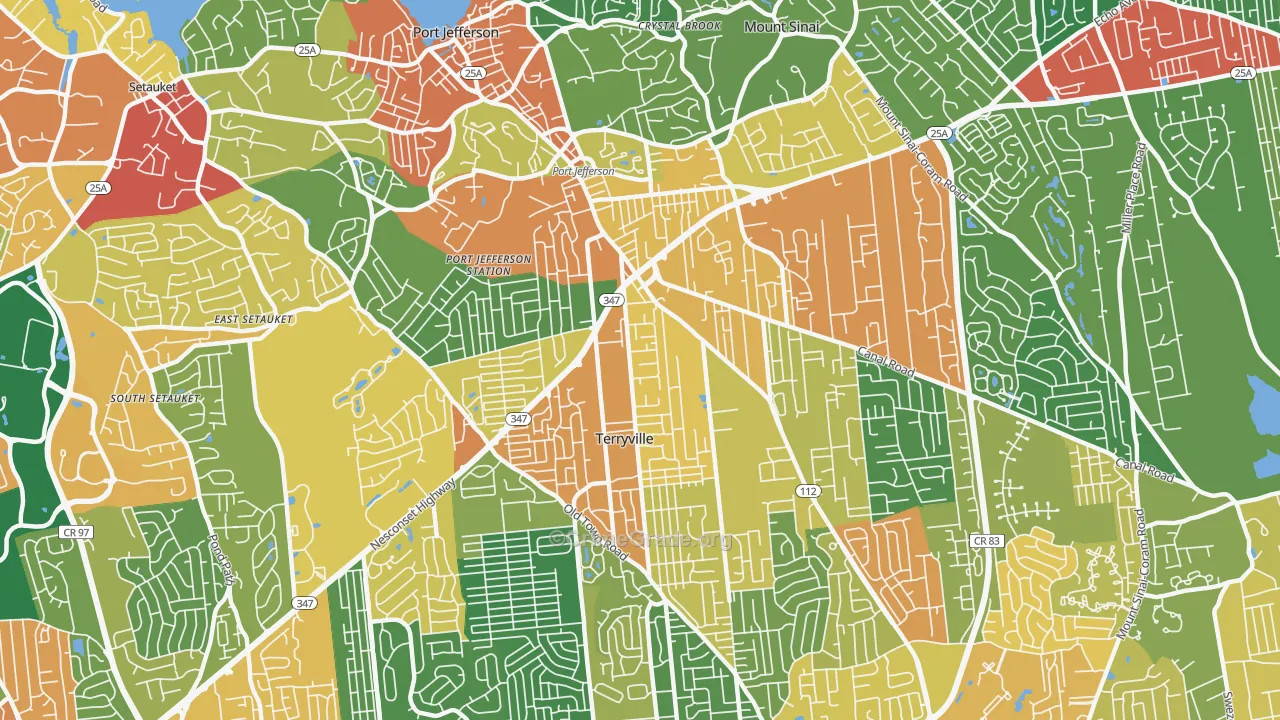 Port Jefferson Station, NY Map of Theft Rates