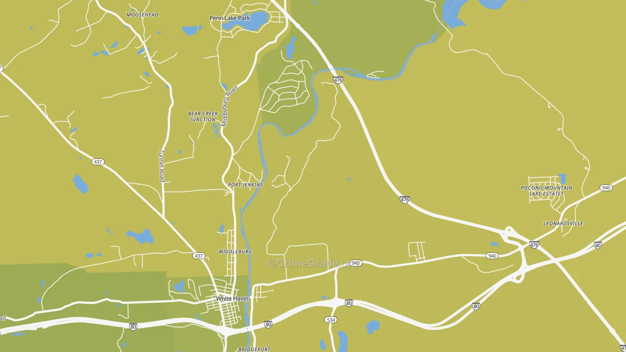 Port Jenkins, PA Map of Theft Rates