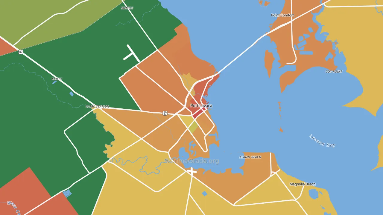 Port Lavaca, TX Map of Theft Rates