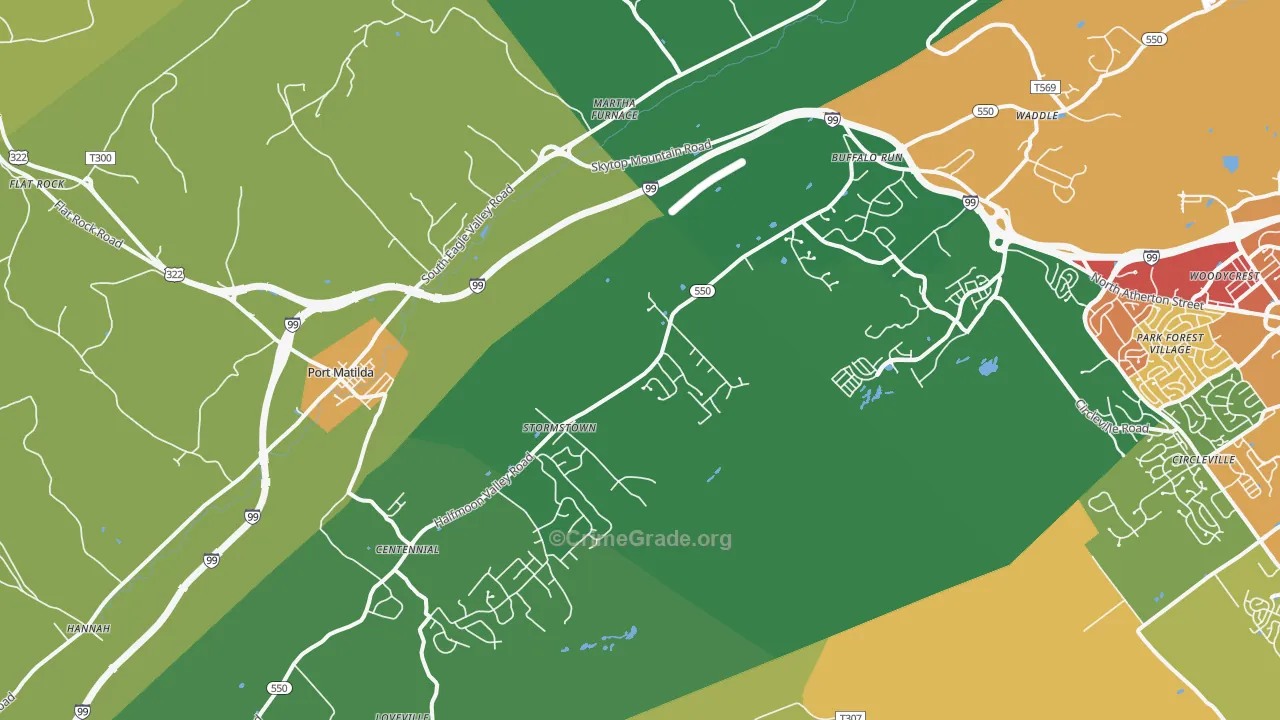 Port Matilda, PA Map of Theft Rates