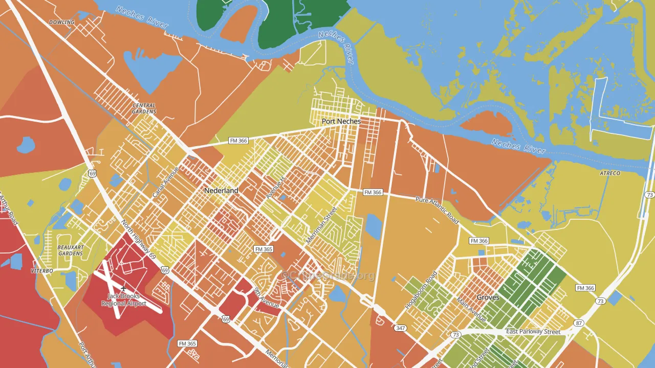 Port Neches, TX Map of Theft Rates