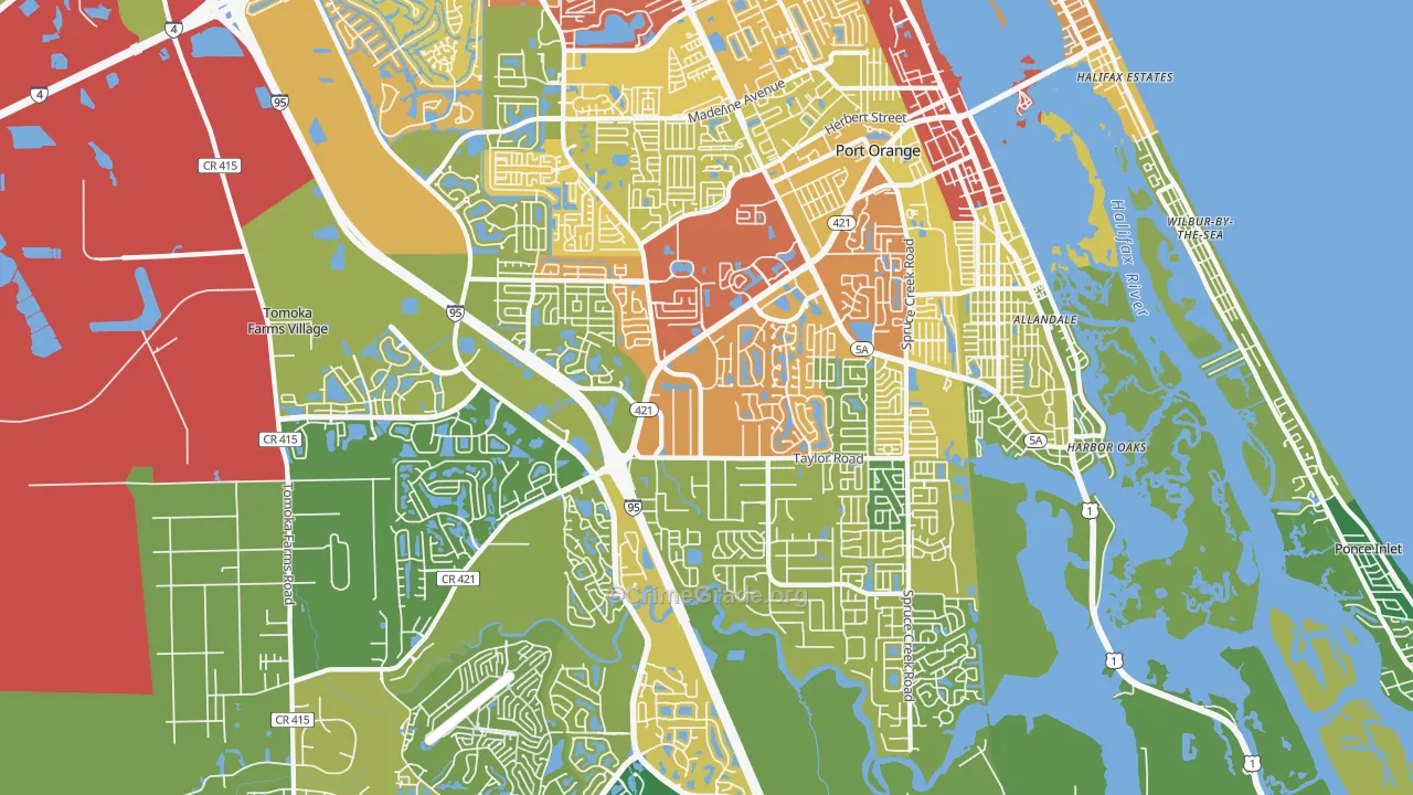 Port Orange, FL Map of Theft Rates