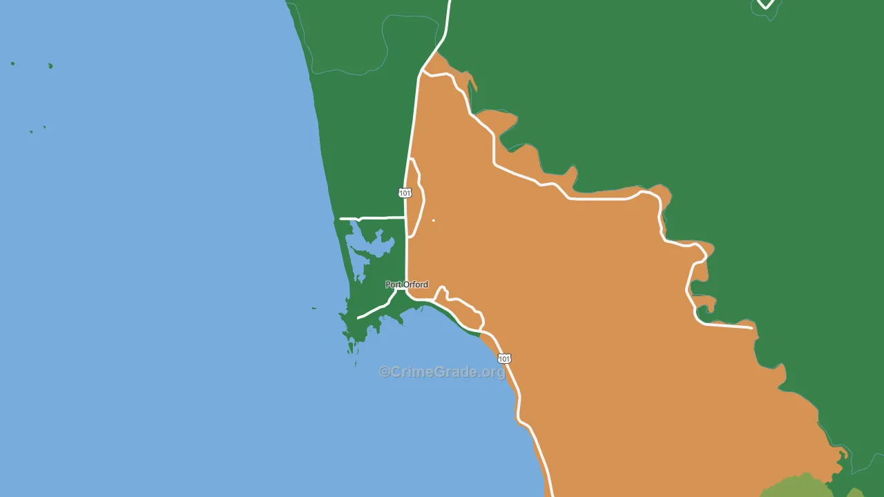 Port Orford, OR Map of Theft Rates