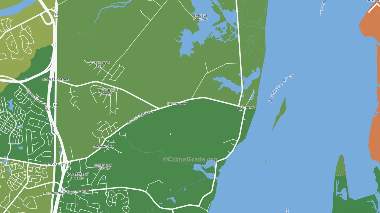 Port Penn, DE Map of Theft Rates
