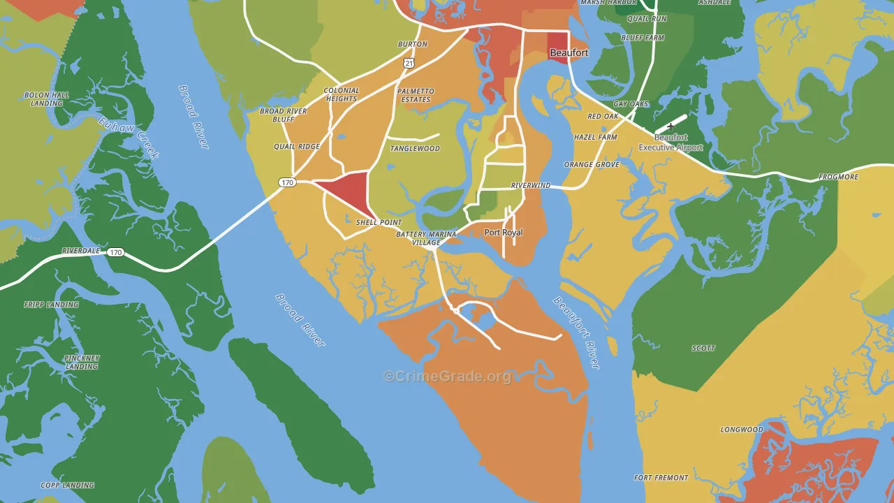 Port Royal, SC Map of Theft Rates