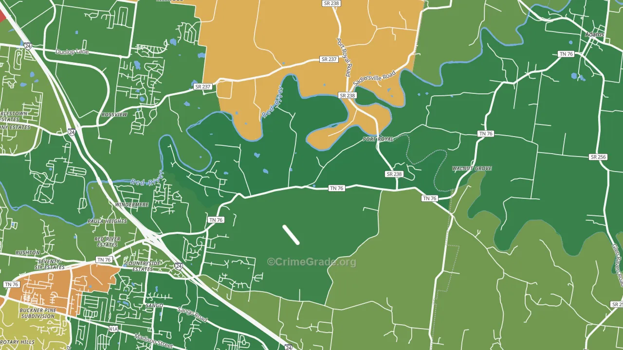 Port Royal, TN Map of Theft Rates