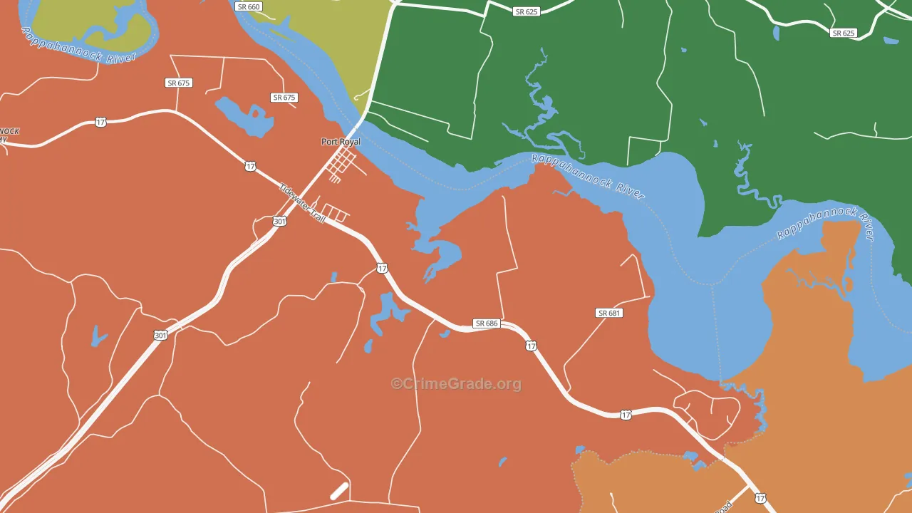 Port Royal, VA Map of Theft Rates