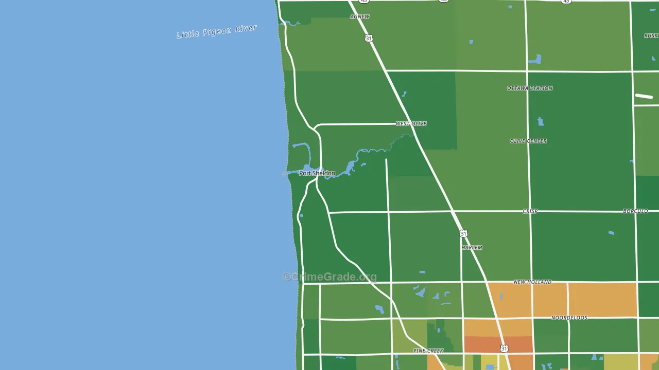 Port Sheldon, MI Map of Theft Rates