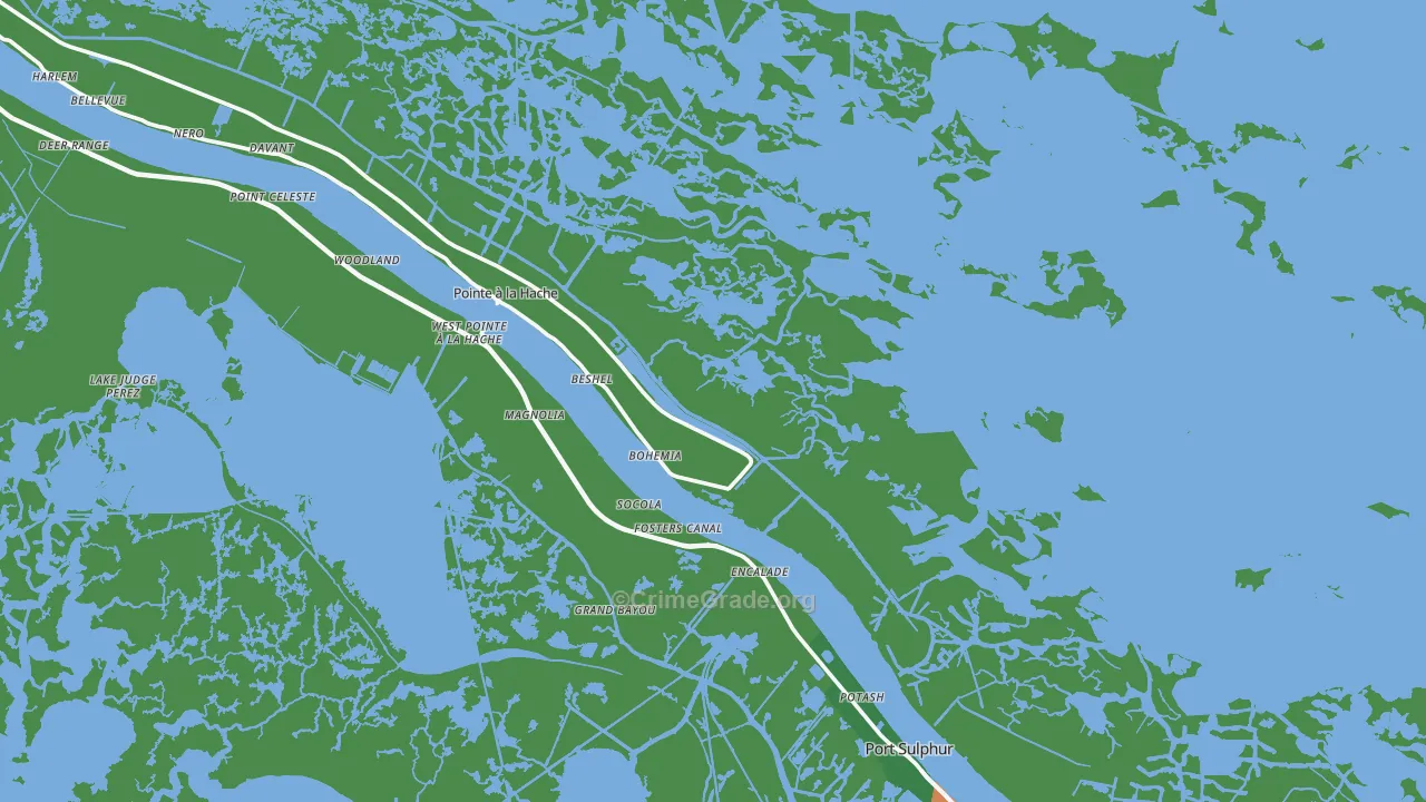 Port Sulphur, LA Map of Theft Rates