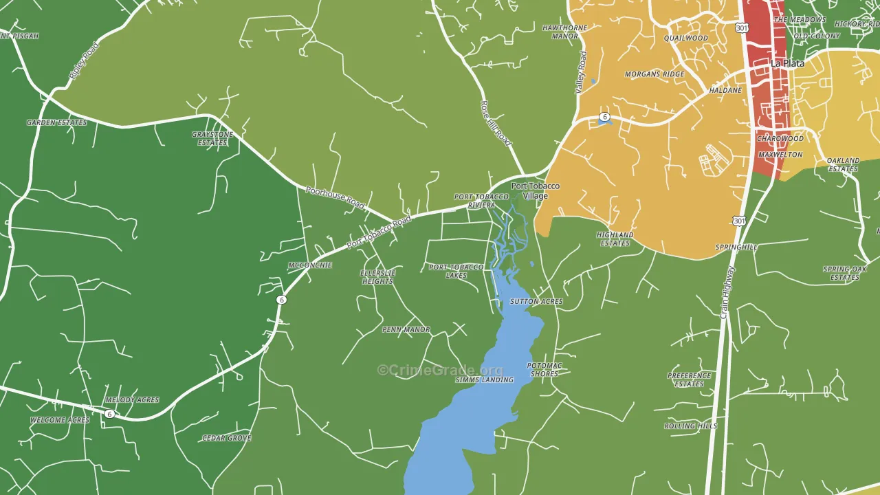 Port Tobacco, MD Map of Theft Rates