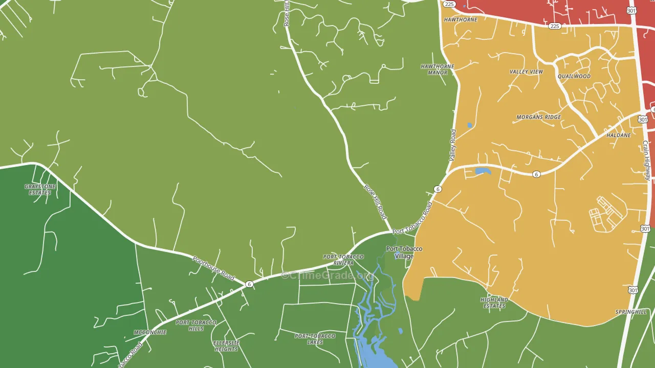 Port Tobacco Riviera, MD Map of Theft Rates