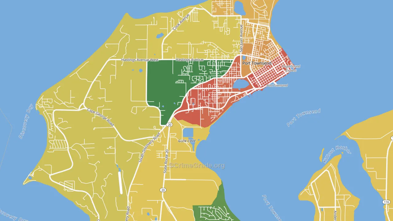 Port Townsend, WA Map of Theft Rates