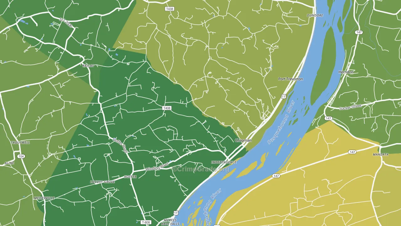 Port Trevorton, PA Map of Theft Rates