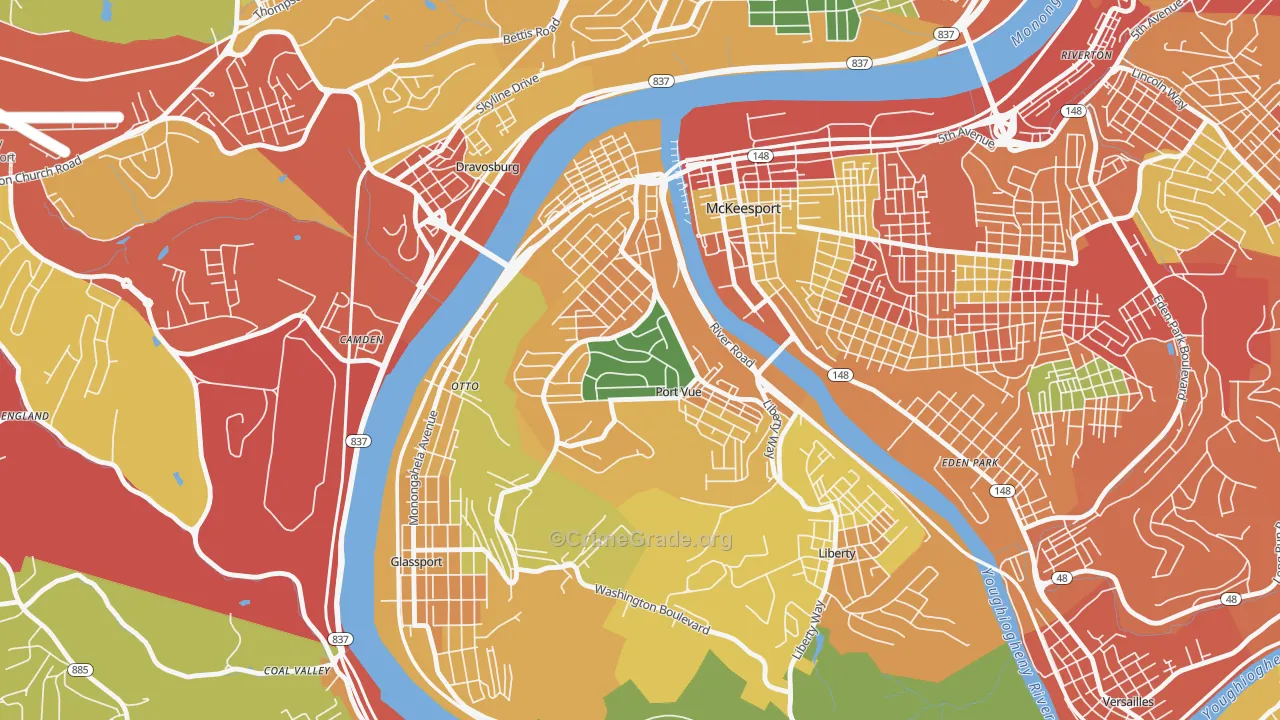 Port Vue, PA Map of Theft Rates